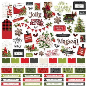Scrapbooking  Simple Vintage Christmas Lodge Cardstock Stickers 12"X12" Combo stickers