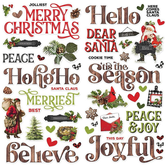 Scrapbooking  Simple Vintage Christmas Lodge Foam Stickers 50/Pkg stickers