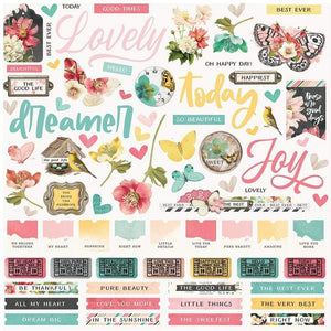 Scrapbooking  Simple Vintage Cottage Fields Cardstock Stickers 12"X12" Combo Stickers