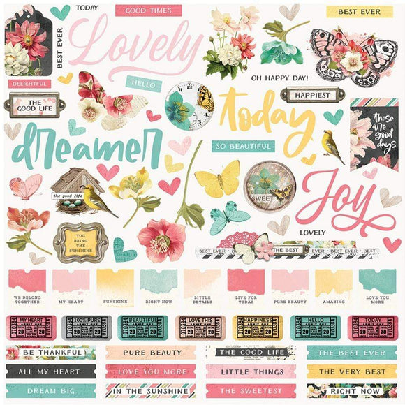 Scrapbooking  Simple Vintage Cottage Fields Cardstock Stickers 12