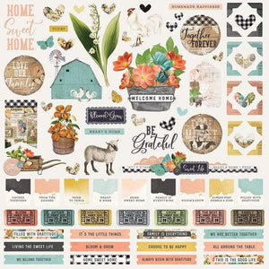 Scrapbooking  Simple Vintage Farmhouse Garden Cardstock Stickers 12"X12" stickers