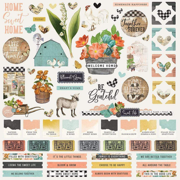 Scrapbooking  Simple Vintage Farmhouse Garden Cardstock Stickers 12