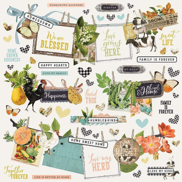 Scrapbooking  Simple Vintage Farmhouse Garden Cardstock Stickers 12