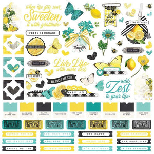 Scrapbooking  Simple Vintage Lemon Twist Cardstock Stickers 12"X12" Combo stickers