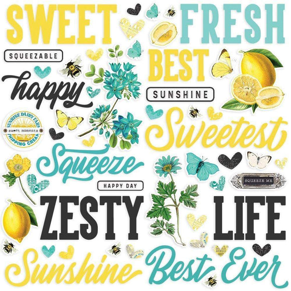 Scrapbooking  Simple Vintage Lemon Twist Foam Stickers 54/Pkg stickers