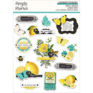 Scrapbooking  Simple Vintage Lemon Twist Layered Stickers 15/Pkg stickers