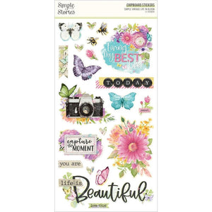 Scrapbooking  Simple Vintage Life In Bloom Chipboard Stickers 6"X12" stickers
