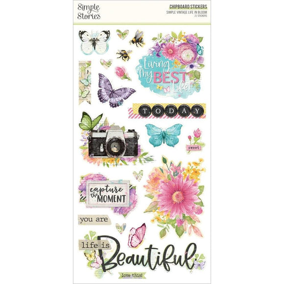 Scrapbooking  Simple Vintage Life In Bloom Chipboard Stickers 6
