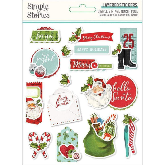Scrapbooking  Simple Vintage North Pole Layered Stickers 15/Pkg stickers