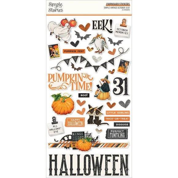 Scrapbooking  Simple Vintage October 31st Chipboard Stickers 6