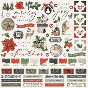Scrapbooking  Simple Vintage Rustic Christmas Cardstock Stickers 12"X12" Combo stickers
