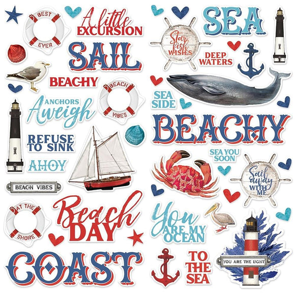 Scrapbooking  Simple Vintage Vintage Seas Foam Stickers 49/Pkg stickers