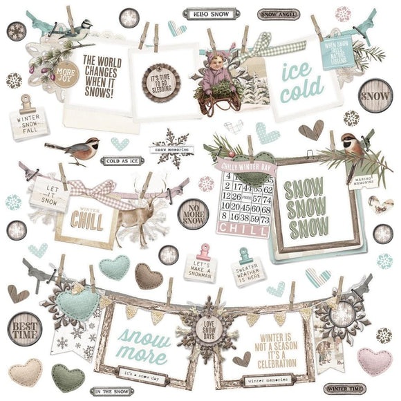 Scrapbooking  Simple Vintage Winter Woods Cardstock Stickers 12
