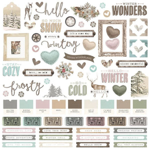 Scrapbooking  Simple Vintage Winter Woods Cardstock Stickers 12"X12" Combo stickers