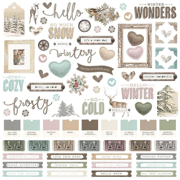 Scrapbooking  Simple Vintage Winter Woods Cardstock Stickers 12