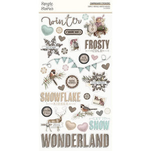 Scrapbooking  Simple Vintage Winter Woods Chipboard Stickers 6"X12" stickers
