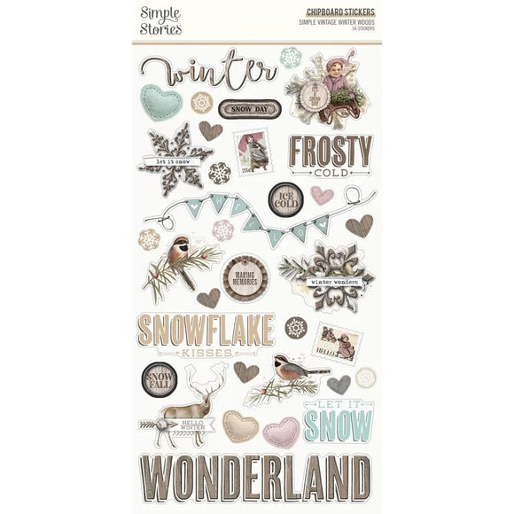 Scrapbooking  Simple Vintage Winter Woods Chipboard Stickers 6