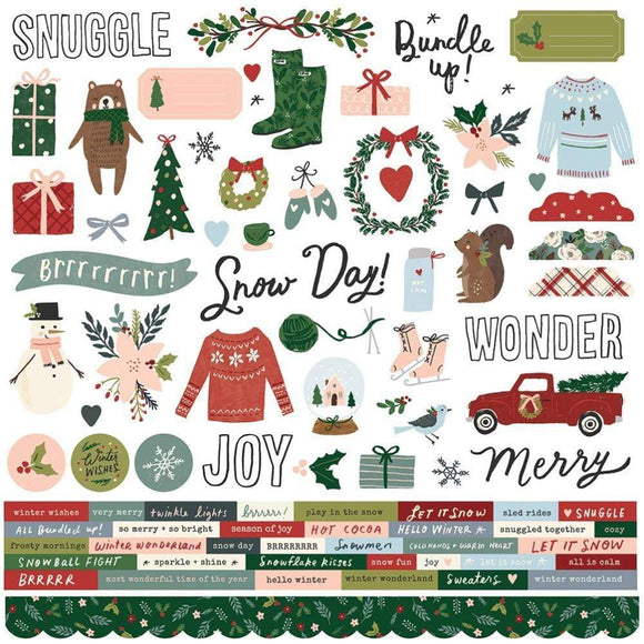 Scrapbooking  Winter Cottage Cardstock Stickers 12