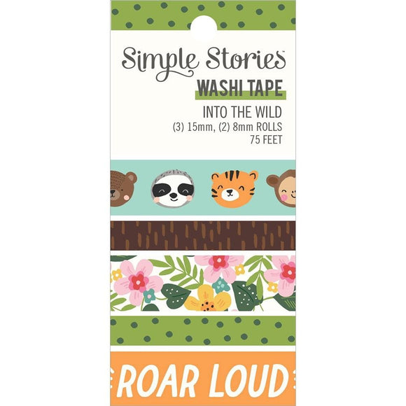 Scrapbooking  Simple Stories Into The Wild Washi Tape 5/Pkg Washi