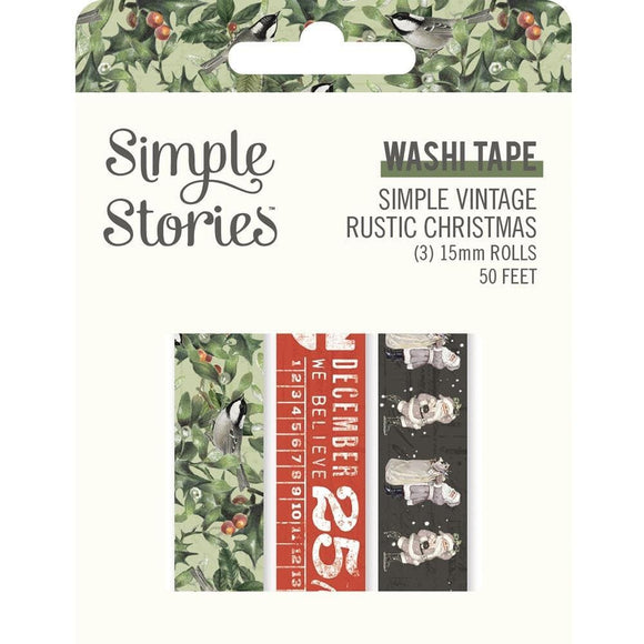 Scrapbooking  Simple Stories Simple Vintage Rustic Christmas Washi 3/Pkg Washi