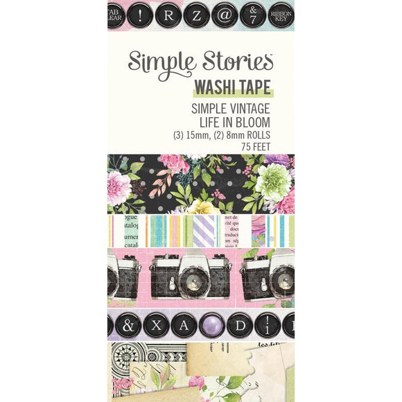 Scrapbooking  Simple Vintage Life In Bloom Washi Tape 5/Pkg washi