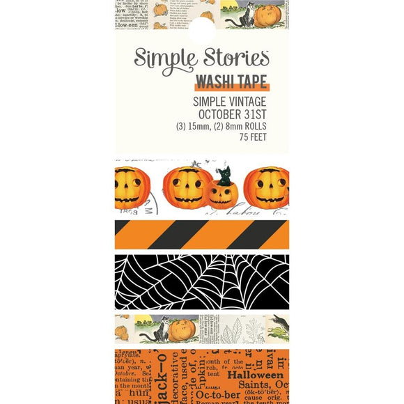 Scrapbooking  Simple Vintage October 31st Washi Tape 5/Pkg Washi