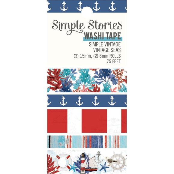 Scrapbooking  Simple Vintage Vintage Seas Washi Tape 5/Pkg Washi