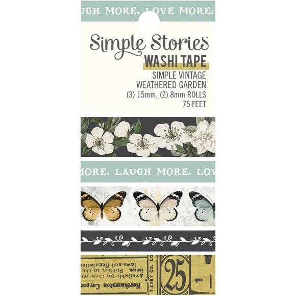 Scrapbooking  Simple Stories Simple Vintage Weathered Garden Washi 5/Pkg WASHI Tape