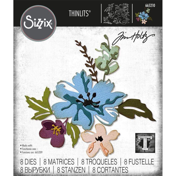 Scrapbooking  Sizzix Thinlits Dies By Tim Holtz 8/Pkg Brushstroke Flowers #2 DIES