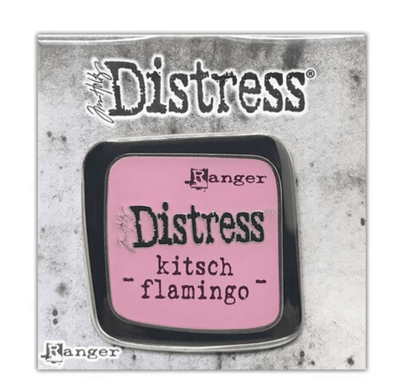 Scrapbooking  Tim Holtz Distress Enamel Collector Pin Kitsch Flamingo INK