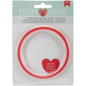 Scrapbooking  Sticky Thumb Double-Sided Super Sticky Red Tape .25"X5yd adhesive