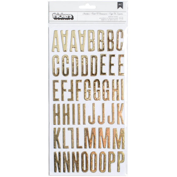 Scrapbooking  Clearly Posh Gold Foil Thickers Alpha Stickers 5.5