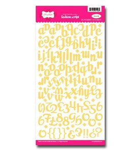 Scrapbooking  Pink Paislee Fashion Script Yellow Alpha Stickers Alphas