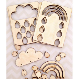 Scrapbooking  Cosmo Cricket Mini Wood Cloud Charms Embellishments