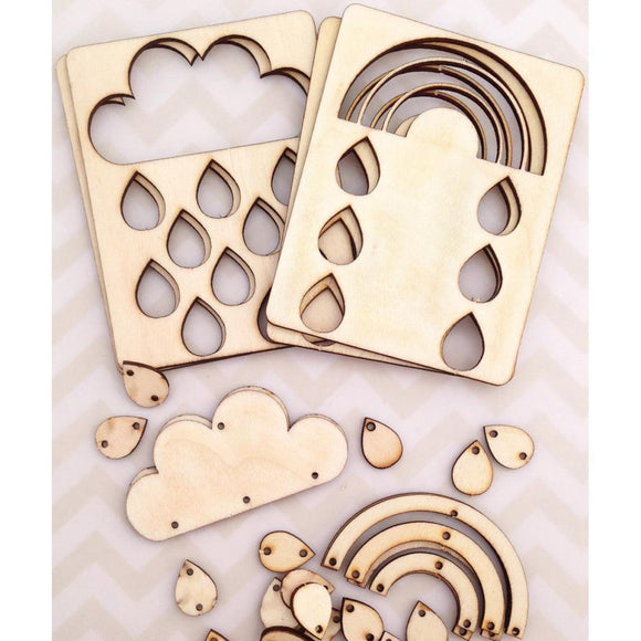 Scrapbooking  Cosmo Cricket Mini Wood Cloud Charms Embellishments