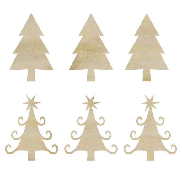 Scrapbooking  Kaisercraft Mini Christmas Trees Wood Flourish Embellishments