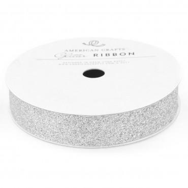 Scrapbooking  Silver Glitter Solid Ribbon Roll Embellishments