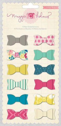 Scrapbooking  Maggie Holmes Signature Fabric Bows 12/Pkg Ephemera
