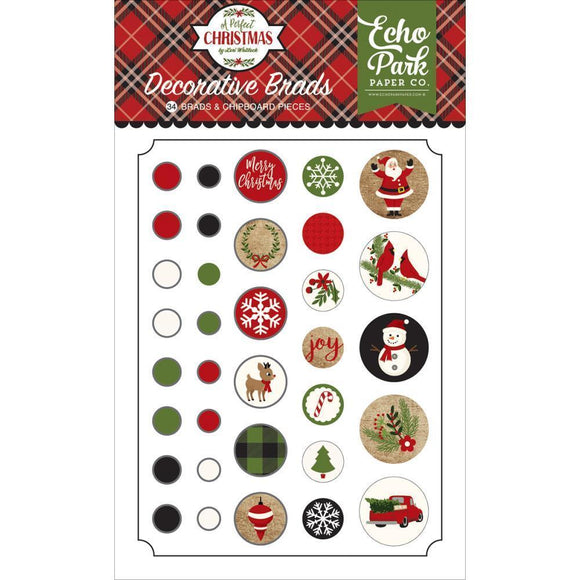 Scrapbooking  A Perfect Christmas Decorative Brads 34/Pkg Paper Collections 12x12