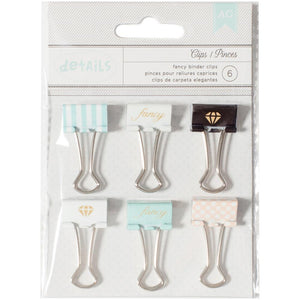 Scrapbooking  AC Designer Desktop Essentials Binder Clips 6/Pkg Fancy Paper Collections 12x12