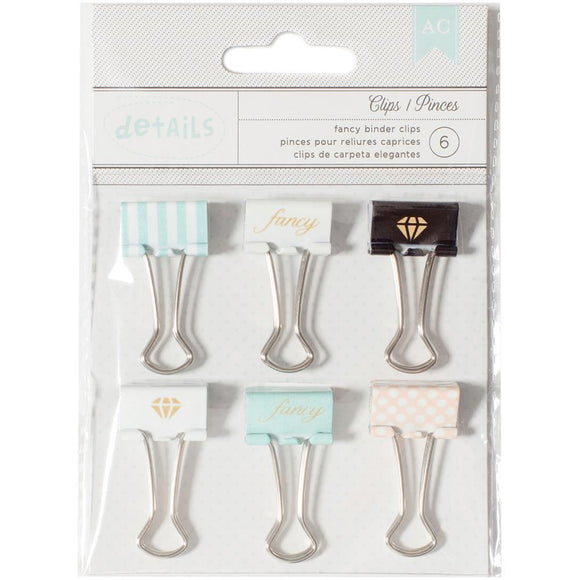 Scrapbooking  AC Designer Desktop Essentials Binder Clips 6/Pkg Fancy Paper Collections 12x12
