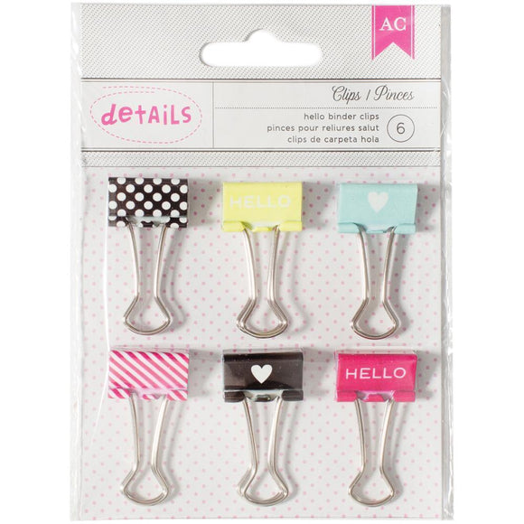 Scrapbooking  AC Designer Desktop Essentials Binder Clips 6/Pkg Hello Paper Collections 12x12