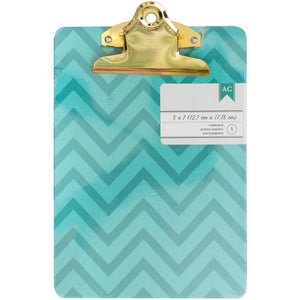 Scrapbooking  AC Mini Clipboard 5"X7" Aqua Chevron Paper Collections 12x12