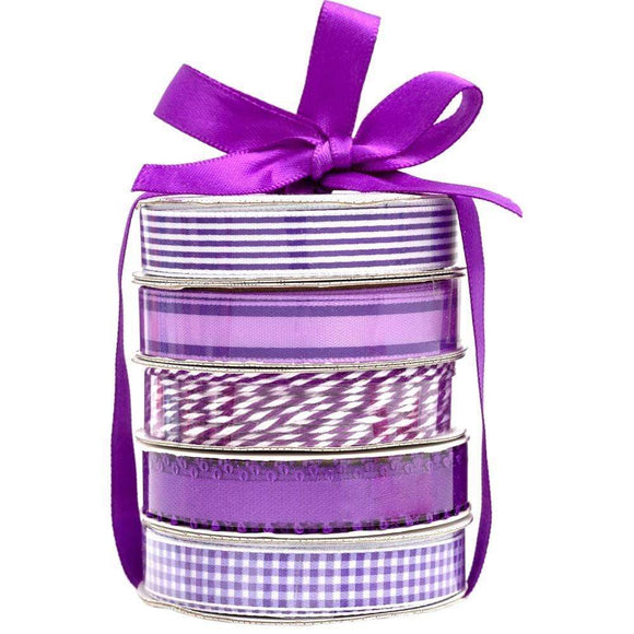 Scrapbooking  American Crafts Premium Ribbon & Twine 5-Packs - Purple Paper Collections 12x12