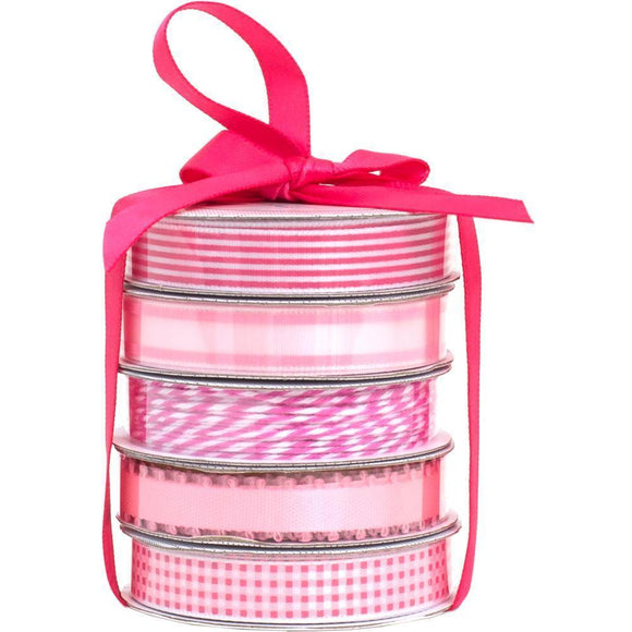 Scrapbooking  American Crafts Premium Ribbon & Twine 5-Packs -Spring Pink Paper Collections 12x12
