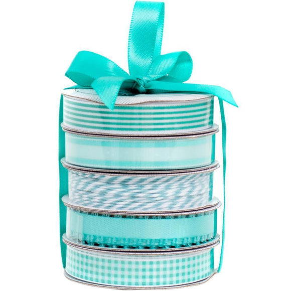 Scrapbooking  American Crafts Premium Ribbon & Twine 5-Packs -Spring Teal Paper Collections 12x12