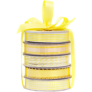 Scrapbooking  American Crafts Premium Ribbon & Twine 5-Packs - Spring Yellow Paper Collections 12x12