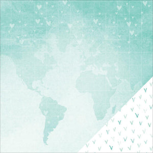 Scrapbooking  Amy Tangerine Stitched Map of My Heart 12x12 Paper Paper Collections 12x12