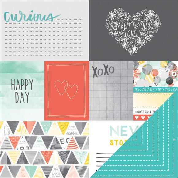 Scrapbooking  Amy Tangerine Stitched Scissors 12x12 Paper Paper Collections 12x12