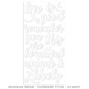 Scrapbooking  Bohemian Dream 6x12 Chipboard Title Stickers Paper Collections 12x12